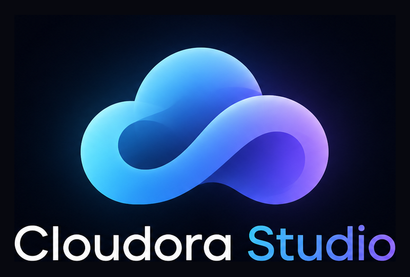 Cloudora Studio cloud logo — gradient mark with wordmark
